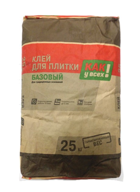 Клей для плитки Как у всех! базовый 25 кг